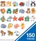 Carson Dellosa 150-Piece Zoo Animals and Friends Cutouts, Bugs, Sea Creatures, Farm and Jungle Theme Decorations for Bulletin Board, Party, and Classroom Decor